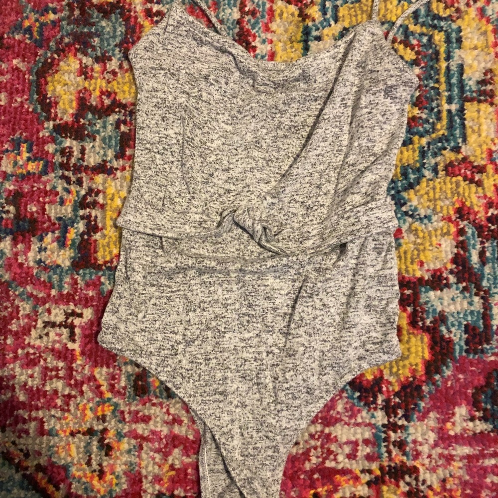 Pull and Bear heather grey bodysuit NWOT